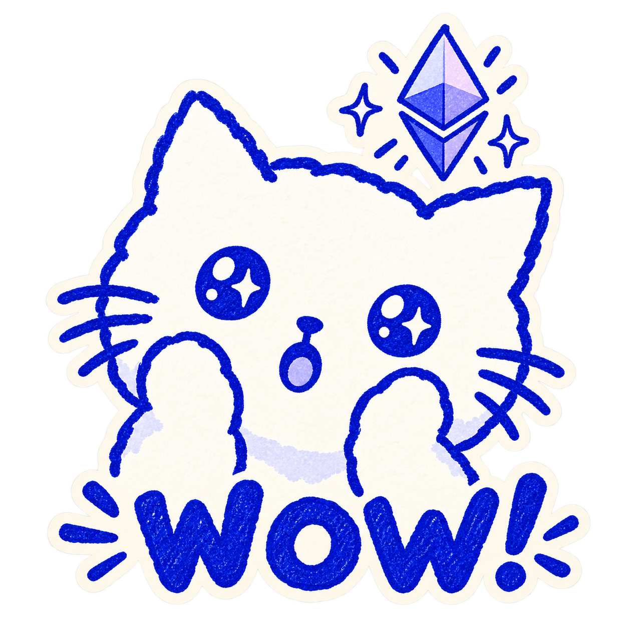 The cat looking delighted and surprised with paws on its cheeks